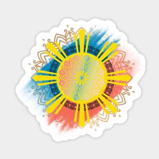 Philippine Flag Sun Mandala Art Sticker